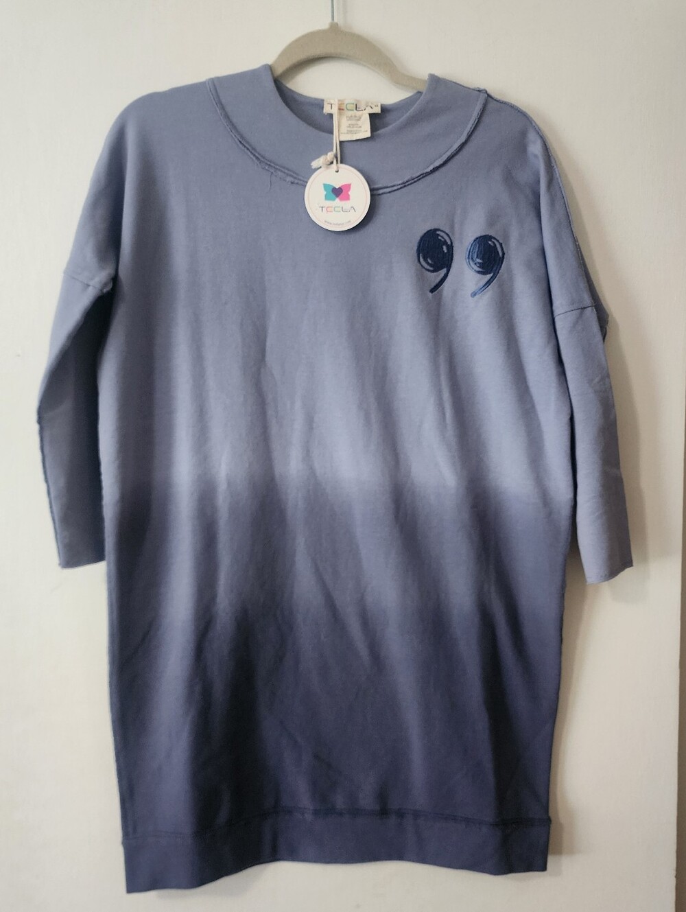 NWT Girls Ombre Blue Crewneck Sweatshirt Teela New York Square Seams Dress 12